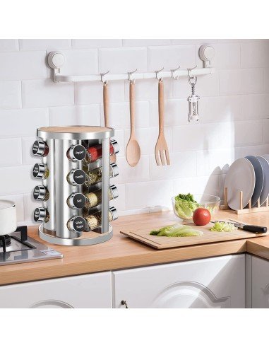 ⭐ Carrusel Especiero Condimentos Spice Rack 16Pz Tapa