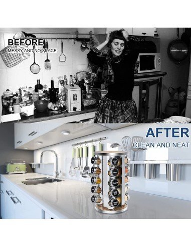 Condimentero Especiero Base Giratoria 20 Frascos De Vidrio