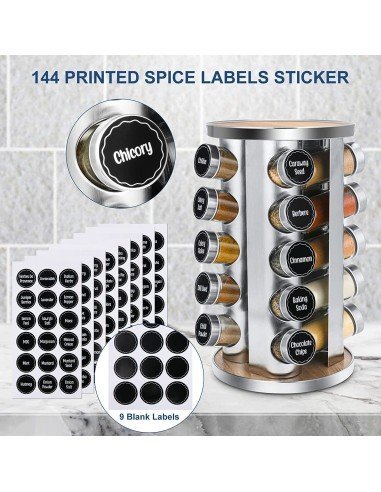 Condimentero Especiero Base Giratoria 20 Frascos De Vidrio