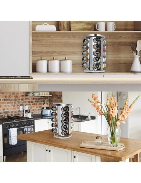 Condimentero Especiero Base Giratoria 20 Frascos De Vidrio Condimentero Especiero Base Giratoria 20 Frascos De Vidrio