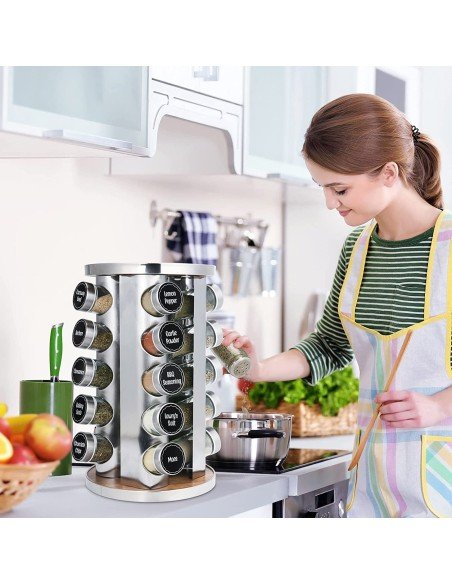 Condimentero Especiero Base Giratoria 20 Frascos De Vidrio Condimentero Especiero Base Giratoria 20 Frascos De Vidrio