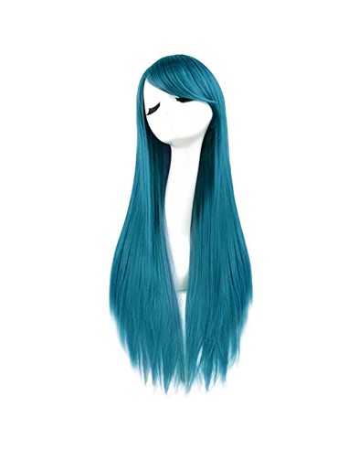 ⭐ Peluca Cosplay lisa 80cm Kanekalon Azul Turquesa
