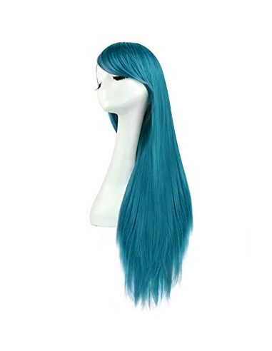 ⭐ Peluca Cosplay lisa 80cm Kanekalon Azul Turquesa