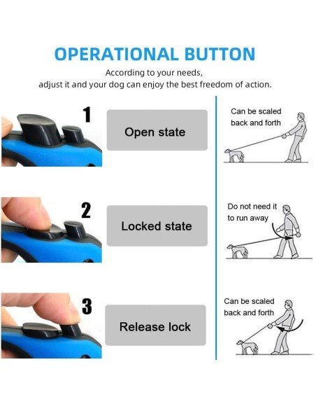 Correa Retráctil Estampada para mascotas 4.5mts Perros Max 18kg
