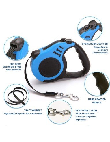 Correa Retráctil Estampada para mascotas 4.5mts Perros Max 18kg