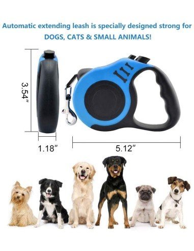 Correa Retráctil Estampada para mascotas 4.5mts Perros Max 18kg