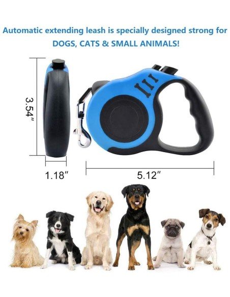 Correa Retráctil Estampada para mascotas 4.5mts Perros Max 18kg