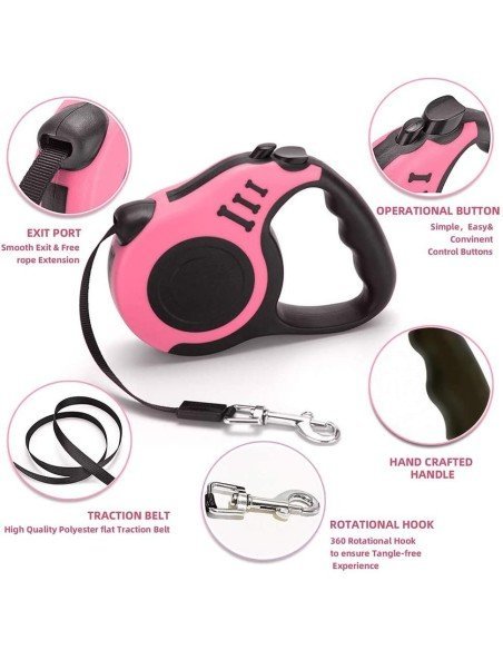 Correa Retráctil Estampada para mascotas 4.5mts Perros Max 18kg Correa Retráctil Estampada para mascotas 4.5mts Perros Max 18kg