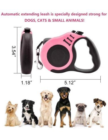 Correa Retráctil Estampada para mascotas 4.5mts Perros Max 18kg