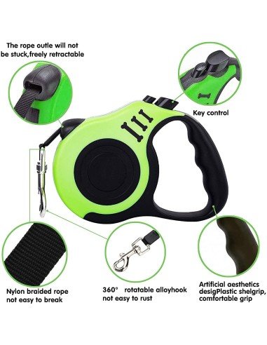 Correa Retráctil Estampada para mascotas 4.5mts Perros Max 18kg