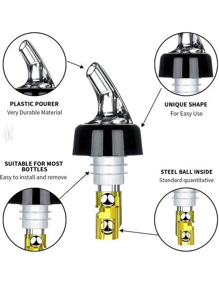 Setx2 Tapas Dosificadores Dispensador Automáticos De Licor Vertedor 45mL Setx2 Tapas Dosificadores Dispensador Automáticos De Licor Vertedor 45mL