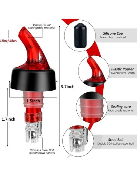 Setx2 Tapas Dosificadores Dispensador Automáticos De Licor Vertedor 45mL Setx2 Tapas Dosificadores Dispensador Automáticos De Licor Vertedor 45mL
