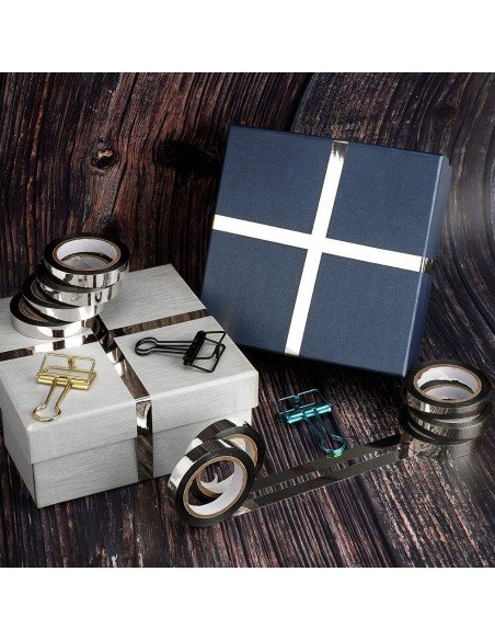 ⭐ Kit x6 Cinta adhesiva metalizada decorativa 12mm x 5mts ⭐ Kit x6 Cinta adhesiva metalizada decorativa 12mm x 5mts