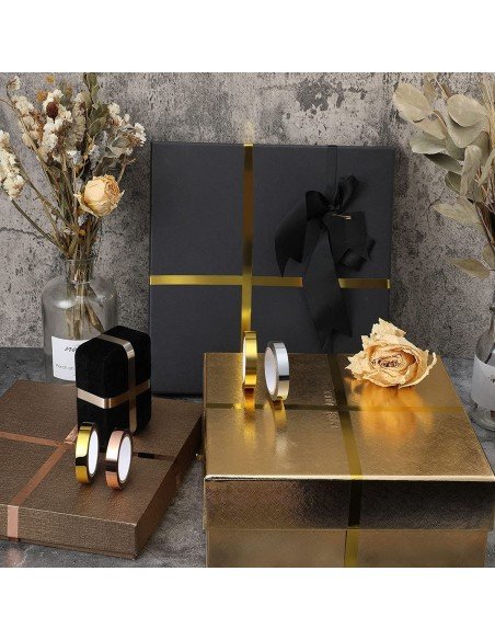 ⭐ Kit x6 Cinta adhesiva metalizada decorativa 12mm x 5mts