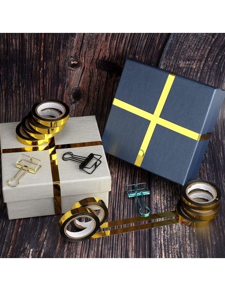 ⭐ Kit x6 Cinta adhesiva metalizada decorativa 12mm x 5mts