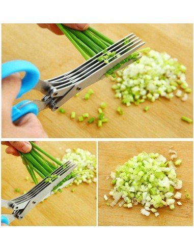 ⭐ Tijeras Corta verduras 5hojas hierbas vegetales