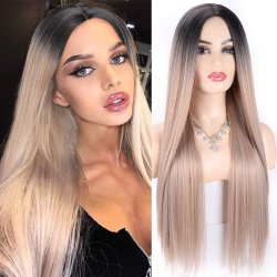 Peluca Lisa 70cm Balayage Corte Recto Apariencia Natural