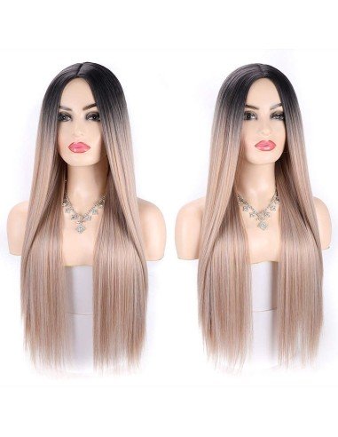 Peluca Lisa 70cm Balayage Corte Recto Apariencia Natural