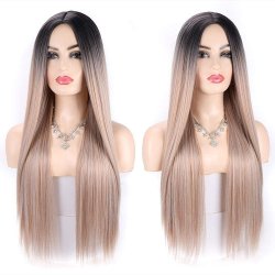 Peluca Lisa 70cm Balayage Corte Recto Apariencia Natural