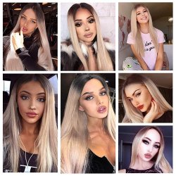 Peluca Lisa 70cm Balayage Corte Recto Apariencia Natural