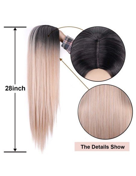 Peluca Lisa 70cm Balayage Corte Recto Apariencia Natural Peluca Lisa 70cm Balayage Corte Recto Apariencia Natural