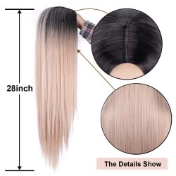 Peluca Lisa 70cm Balayage Corte Recto Apariencia Natural