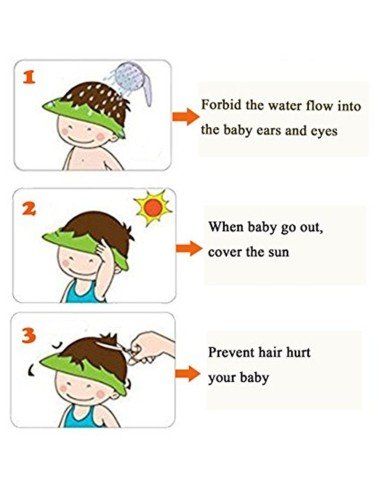 Gorro Visera de Ducha para Baño Bebé Niño Protege sus Ojos del shampoo