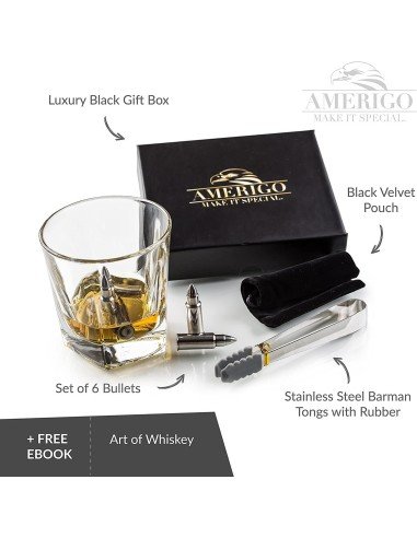 ⭐ Setx6 Balas Hielo enfriar Whiskey Ice Rocks en Acero Inoxidable