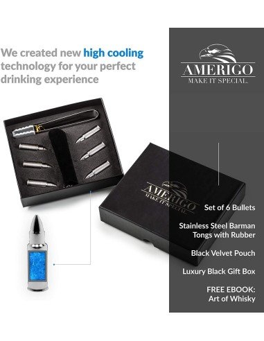 ⭐ Setx6 Balas Hielo enfriar Whiskey Ice Rocks en Acero Inoxidable