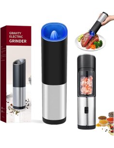 Pimentero Molino Eléctrico Acero Inoxidable Salero Luz Led