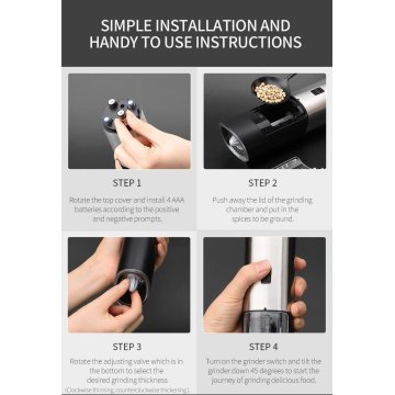 ⭐ Pimentero Molino Eléctrico Acero Inoxidable Salero Molinillo Ajustable