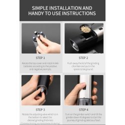 ⭐ Pimentero Molino Eléctrico Acero Inoxidable Salero Molinillo Ajustable