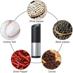 ⭐ Pimentero Molino Eléctrico Acero Inoxidable Salero Molinillo Ajustable