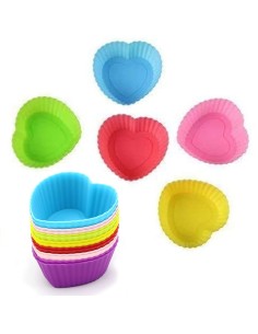 ⭐ Setx6 Moldes de silicona Corazon para cupcakes Muffin Magdalenas