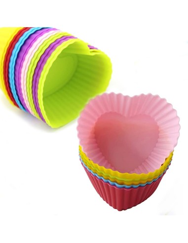 ⭐ Setx6 Moldes de silicona Corazon para cupcakes Muffin Magdalenas