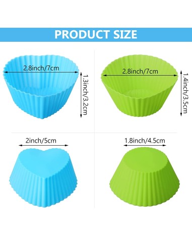 ⭐ Setx6 Moldes de silicona Corazon para cupcakes Muffin Magdalenas