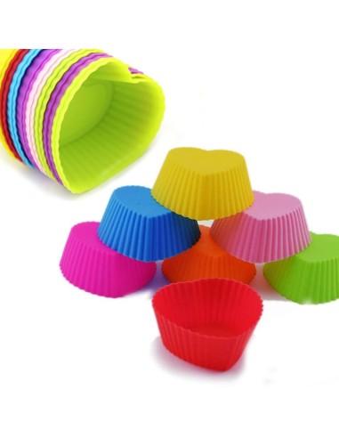 ⭐ Setx12 Moldes de silicona Corazon para cupcakes Muffin Magdalenas