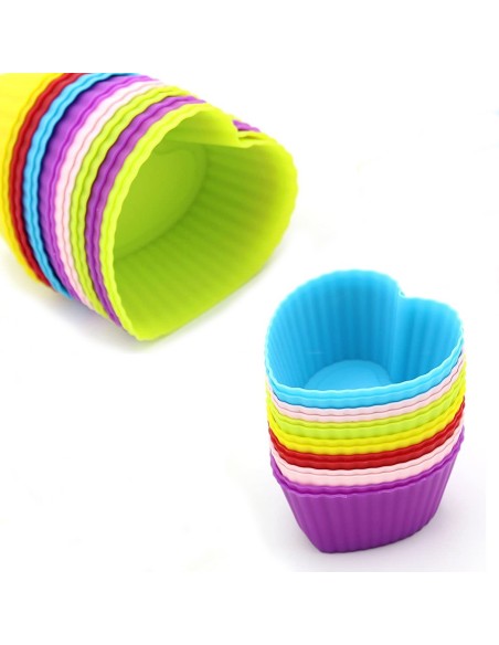 ⭐ Setx12 Moldes de silicona Corazon para cupcakes Muffin Magdalenas