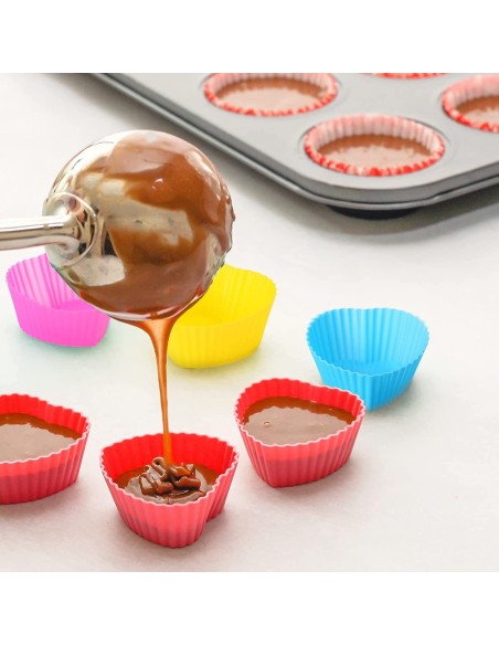 ⭐ Setx12 Moldes de silicona Corazon para cupcakes Muffin Magdalenas ⭐ Setx12 Moldes de silicona Corazon para cupcakes Muffin Magdalenas