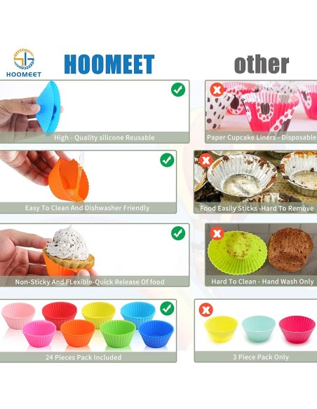 ⭐ Setx12 Moldes de silicona para cupcakes Muffin Magdalenas ⭐ Setx12 Moldes de silicona para cupcakes Muffin Magdalenas