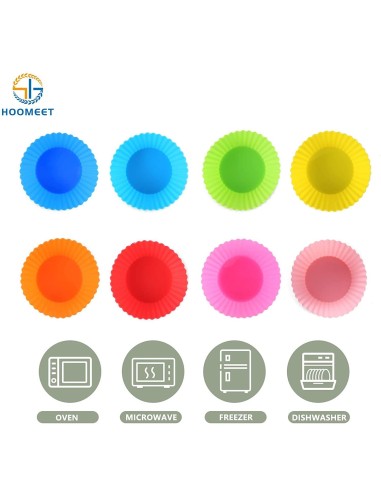 ⭐ Setx12 Moldes de silicona para cupcakes Muffin Magdalenas