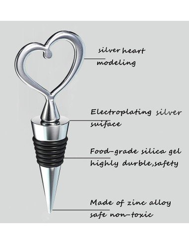 ⭐ Setx2 Tapa Corazón Bar Botella Licor Hermética Reutilizable Bartender