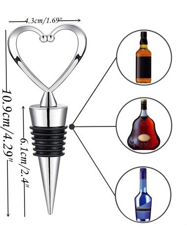 ⭐ Setx2 Tapa Corazón Bar Botella Licor Hermética Reutilizable Bartender