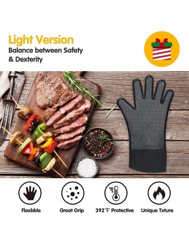⭐ Guantes BBQ Hornear Silicona Termo Resistente Calor