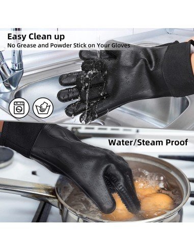 ⭐ Guantes BBQ Hornear Silicona Termo Resistente Calor