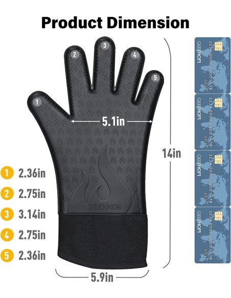 ⭐ Guantes BBQ Hornear Silicona Termo Resistente Calor