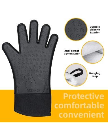 ⭐ Guantes BBQ Hornear Silicona Termo Resistente Calor