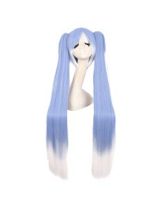 ⭐ Peluca Miku 120cm con Colitas Blanco Azul