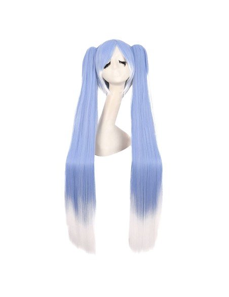 ⭐ Peluca Miku 120cm con Colitas Blanco Azul