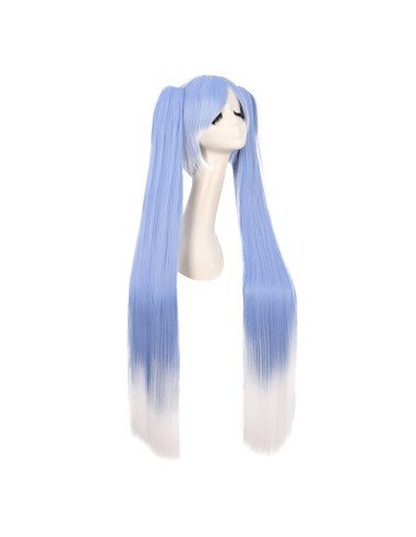 ⭐ Peluca Miku 120cm con Colitas Blanco Azul